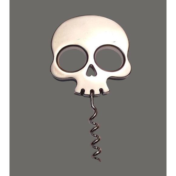 Fred Bar Bones Corkscrew Solid Silver Colored Skull Head Corkscrew 5" x 2.75" - Picture 2 of 6